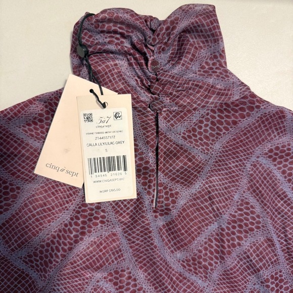 Cinq Sept Calla Lily Lilac Grey Mesh Turtleneck Top Size S MSRP 195 - Picture 6 of 11